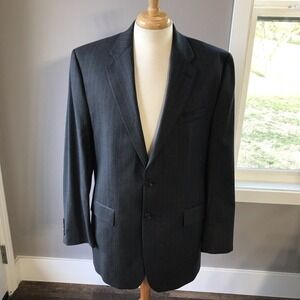 Lauren Ralph Lauren 2 Button Blazer Jacket Gray Stripe Wool Sport Coat 44L